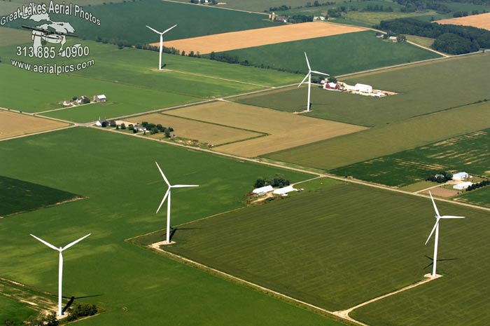 # 7 Aerial Views New Wind Generators (Windmill Farms) in Ubly, Michigan ©