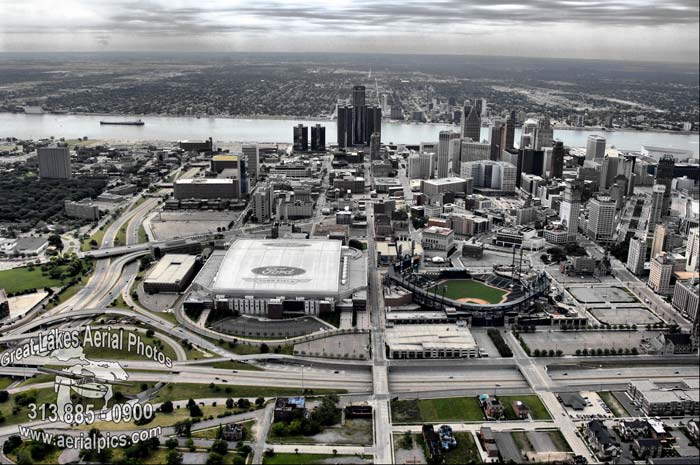 HDR Detroit Skyline Aerial 2009